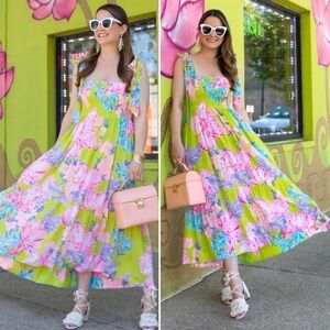 LILLY PULITZER Rivera Matcha Green Midi Dress‎
